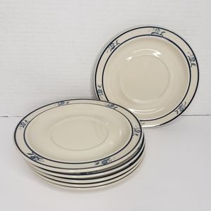 Brickoven stoneware set of 6 6.25” saucers Scandia blue
